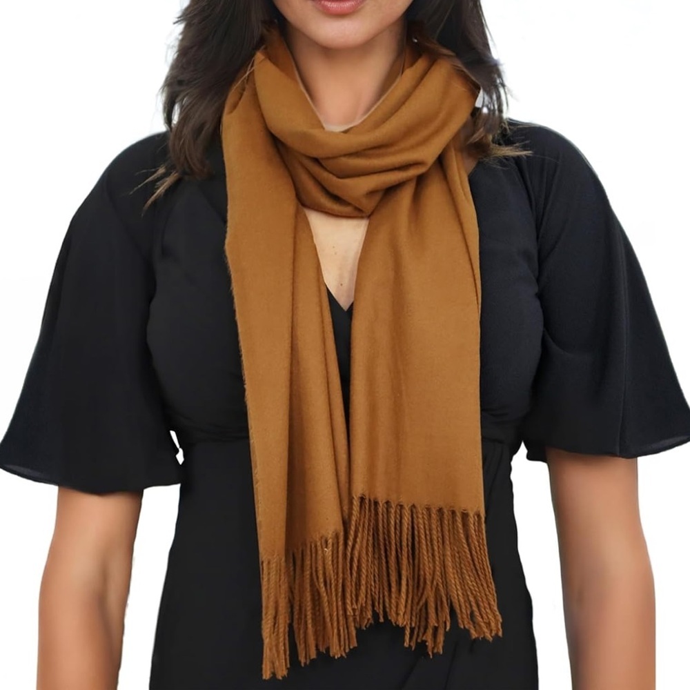 100% Cashmere Made in Scotland Elegant Brown Scarf  Unisex